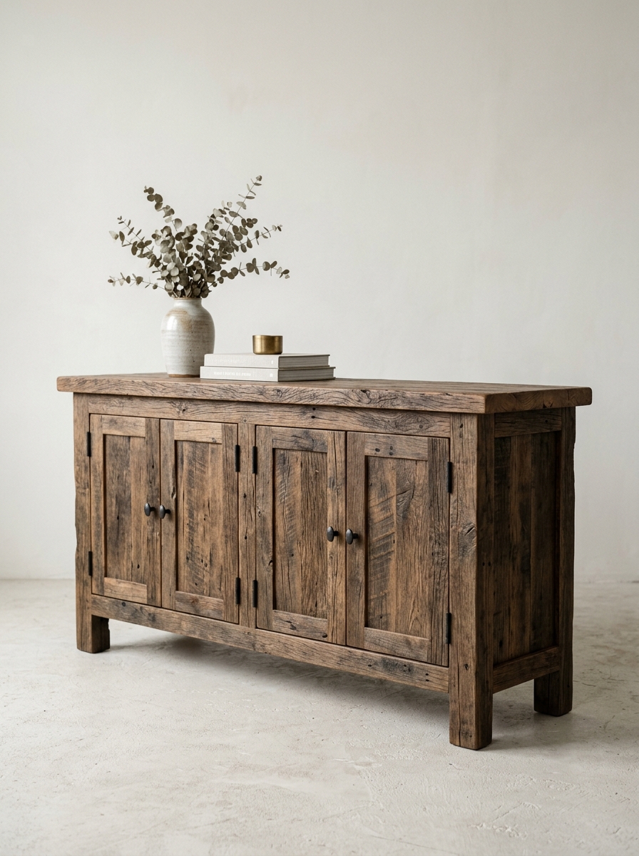Handcrafted vintage reclaimed and recycled solid wood cabinet